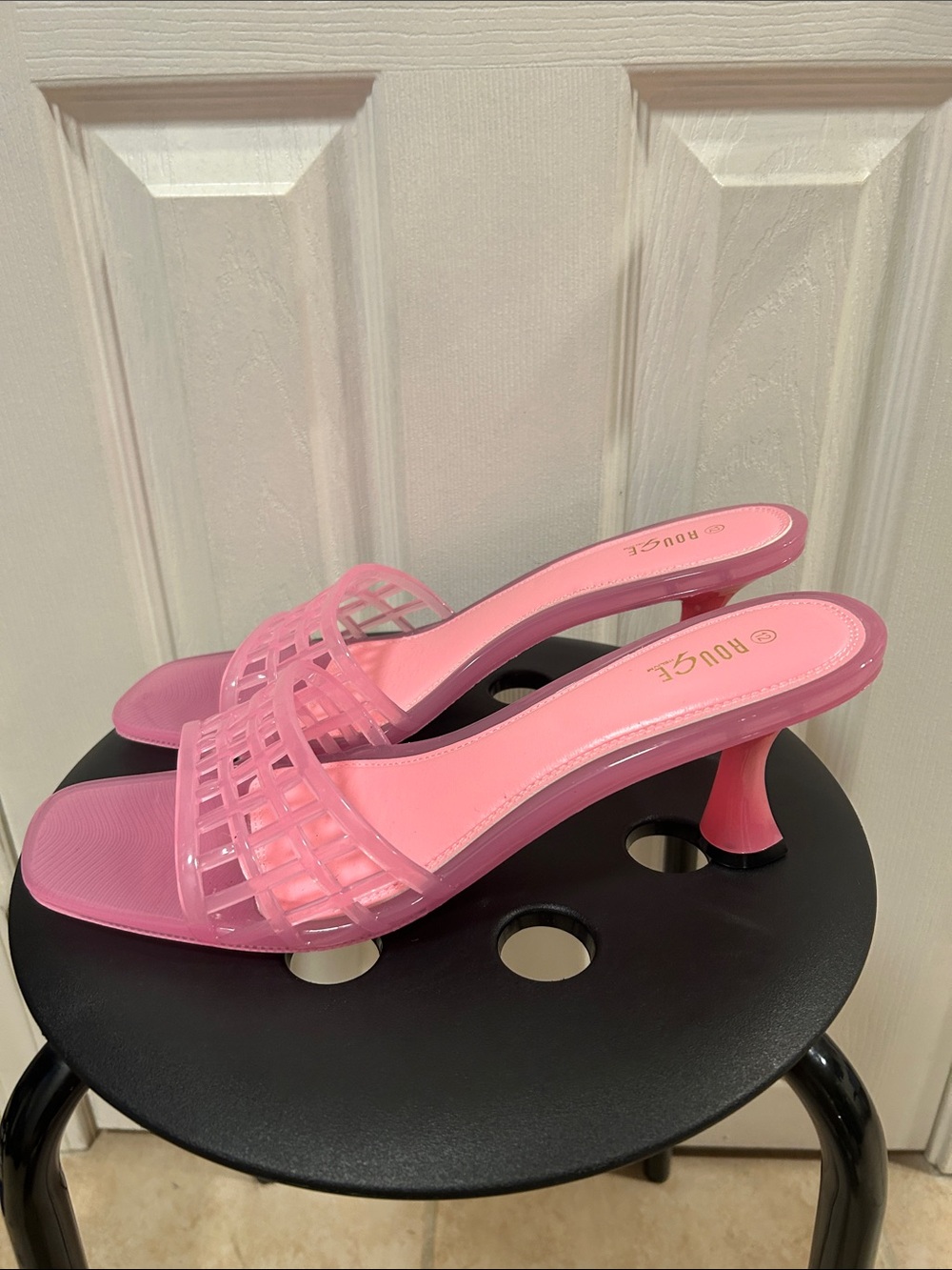 Pink Jelly Heeled Slides Size 12